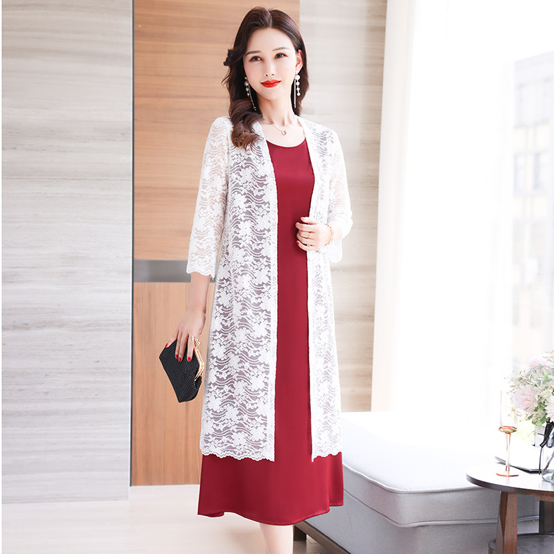 纯色长蕾丝外搭开衫o女夏薄款罩衫大码外套空调房气质百搭披肩披