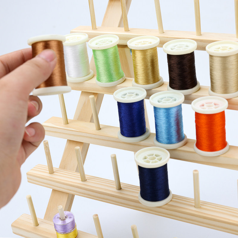 实木缝纫线架放宝塔线实木支架可B折叠可挂家用线材整理收纳线轴