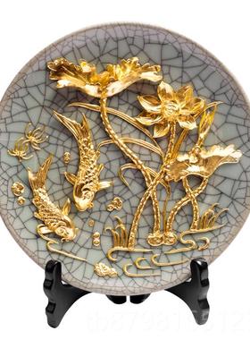 高档物年有居余漆线雕陶瓷工艺品摆件摆盘家居饰品年乔迁新礼开业