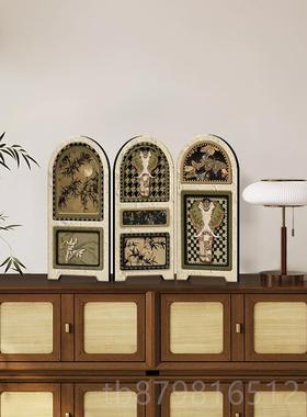 高档中风桌面小风摆古件高级感小众客厅电视柜家居装屏饰户入玄关