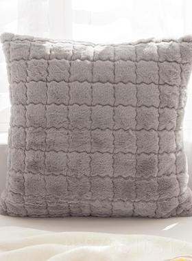 高档M.life Furry撸猫感毛绒n头s风奶油色沙发抱枕i靠垫 床腰枕靠