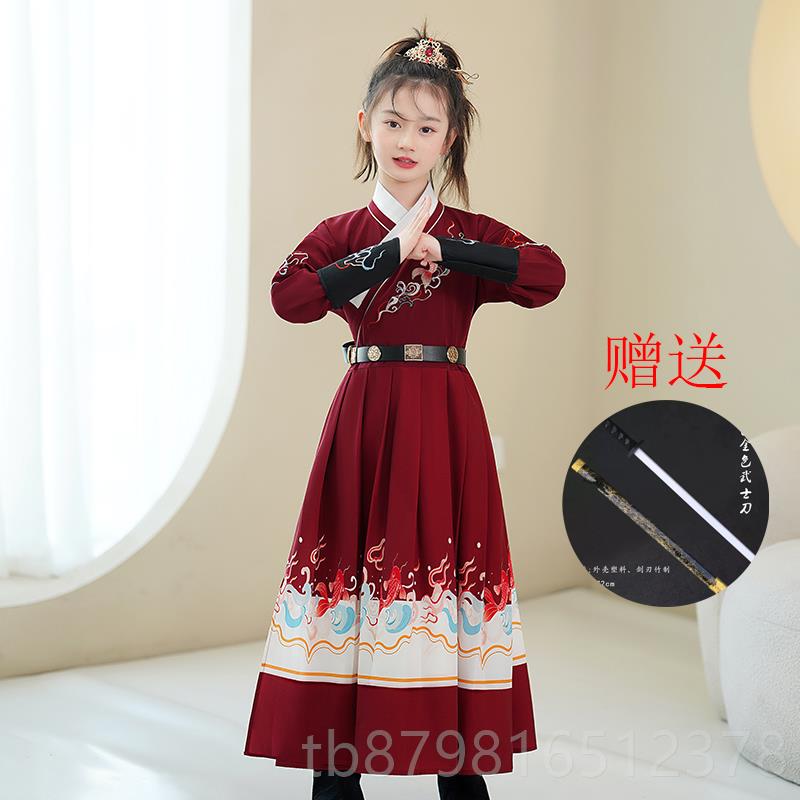 高档汉服女童花木兰表演走秀侠古装飞鱼服女儿童锦衣卫童服春武秋
