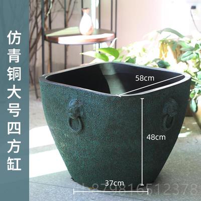 高档镇德粗陶陶瓷鱼景缸睡水莲盆荷花大缸碗莲盆缸仿石缸金鱼流水