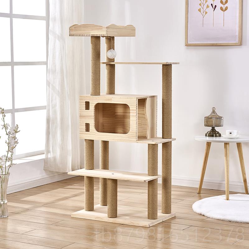 高档实木猫爬架台太空舱型猫窝一豪华大体猫跳麻绳柱猫树猫抓柱猫