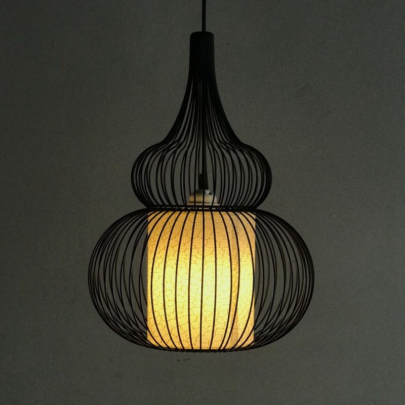 创意个性现代简约咖啡厅吧台灯铁艺餐厅吊灯铁丝装饰吊灯葫芦吊灯