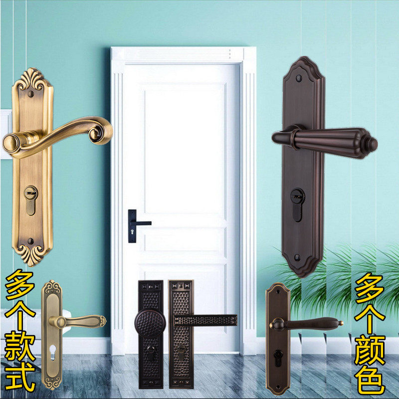 室外大门锁黑色美式户外房门执手锁单开门静音别墅门木门把手锁具