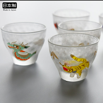 aderia生肖杯日本进口十二生肖小玻璃杯子卡通属相小茶杯清酒杯子