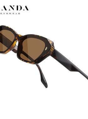 外贸个性潮流太阳镜女士猫眼不规则偏光墨镜910可调节板材镜腿