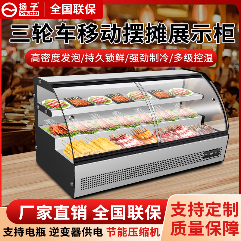 扬子台式阶梯冰台饭店冷藏点菜冷冻串串保鲜烧烤商用摆摊展示冰柜