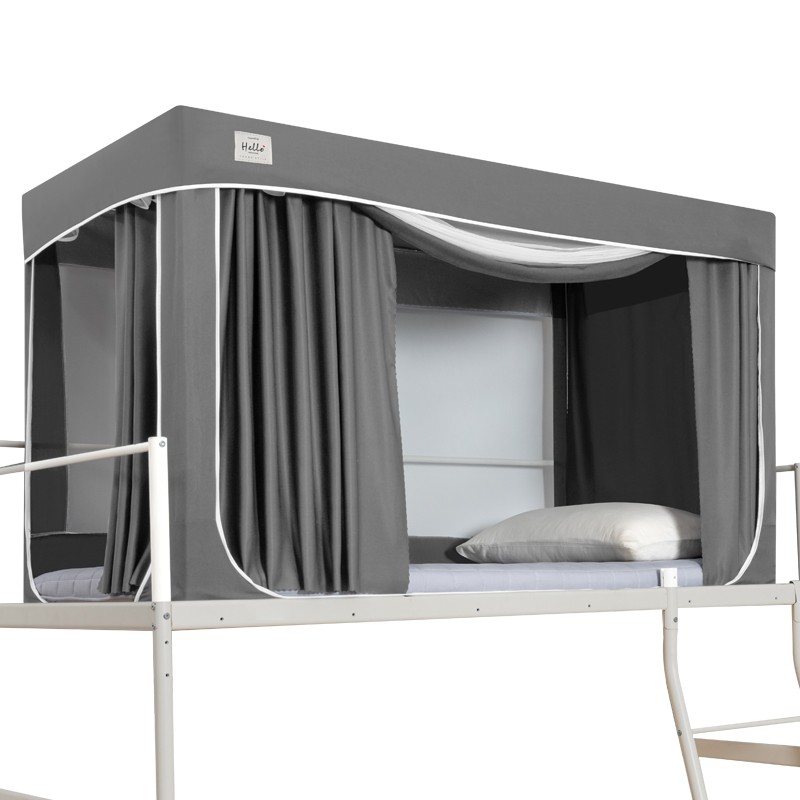 鸟与树上铺遮光床帘蚊帐一体式大学生宿舍寝室下铺全封闭窗帘床幔