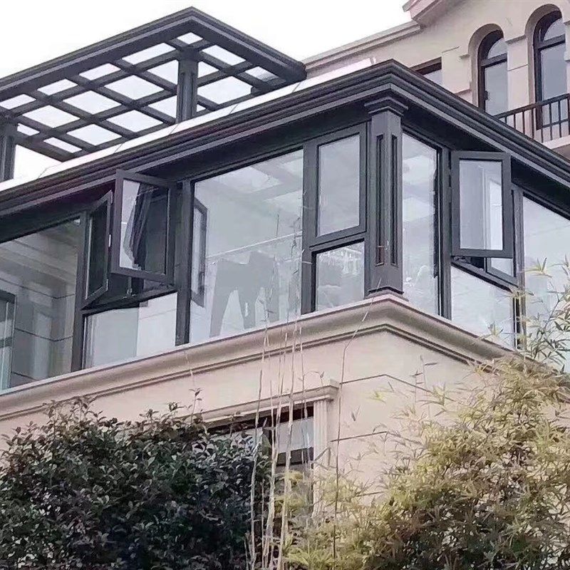 中空夹胶钢化隔音遮阳玻璃别墅封阳台露台钢结构阳光房铝合金门窗