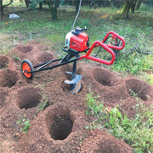 小型挖桩掏土机 大棚施肥植树钻坑设备手推式地钻挖坑机
