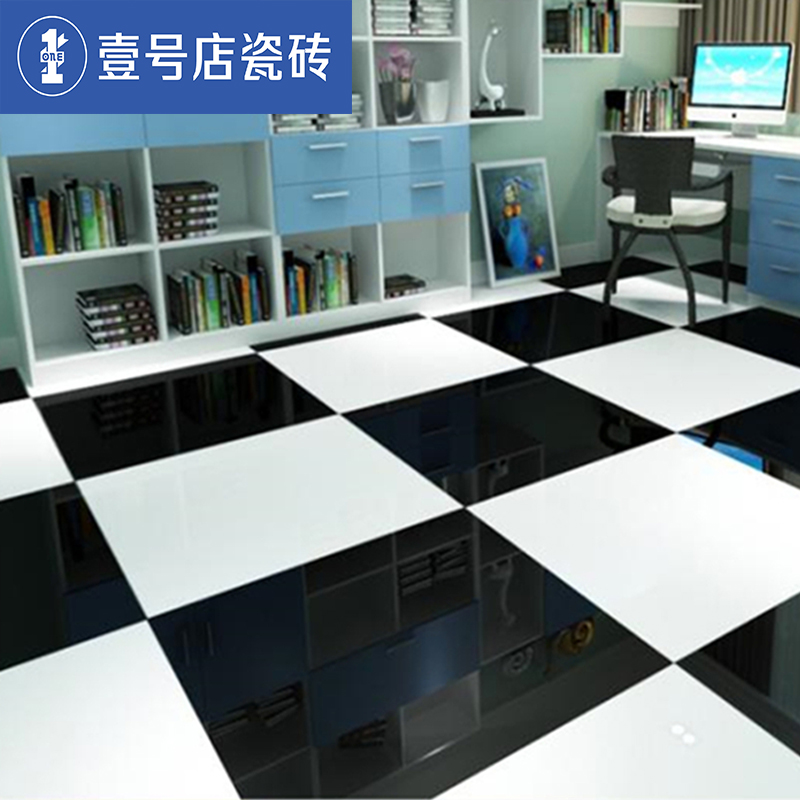 亮光纯黑纯白抛光砖800X800客厅防滑地砖地板砖玻化砖超黑砖瓷砖