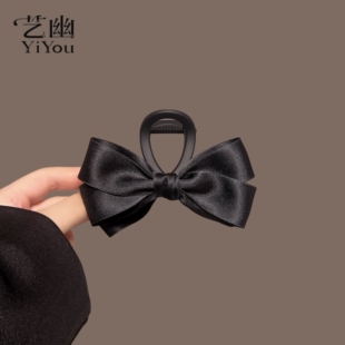 2025新款秋冬布艺蝴蝶结公主头中号抓夹女高级感发夹头饰鲨鱼夹
