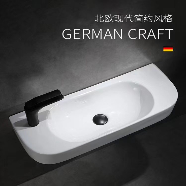 陶瓷挂盆小空间挂墙洗手盆左右龙头孔60 70 80厘米特长窄盆浴室盆,模玩/动漫/周边/娃圈三坑/桌游,文化/体育周边,淘宝优惠券,粉丝福利购,淘宝优惠卷