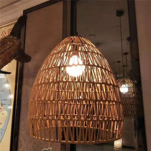 日式 竹艺吊灯 复古田园阳台灯书房走廊过道竹编灯工程直销乡村风格