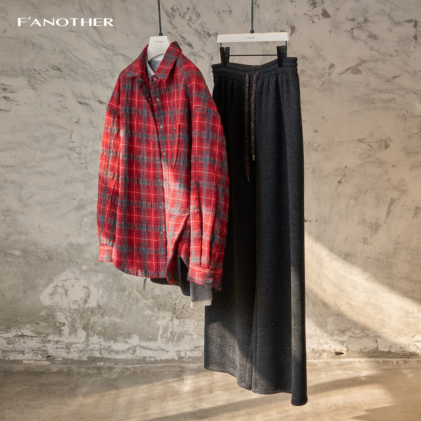 名邦女装春新款羊毛混纺潮流复古撞色格纹夹牦牛绒保暖百搭衬衫