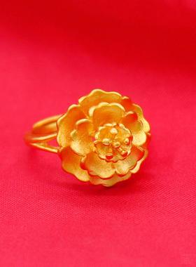 越南沙金花开富贵女士戒指