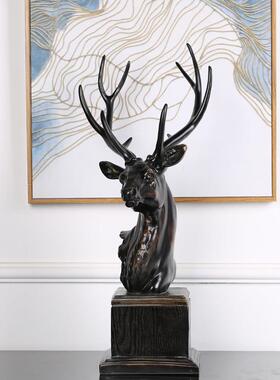 家居饰品摆件 欧式树脂麋鹿头摆件 覆古鹿角装饰品创意摆设品客厅