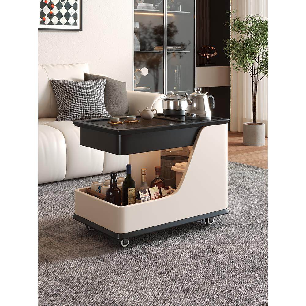 阳台实木茶车茶壶一体化高端客厅沙发侧柜可移动小茶几侧桌推车