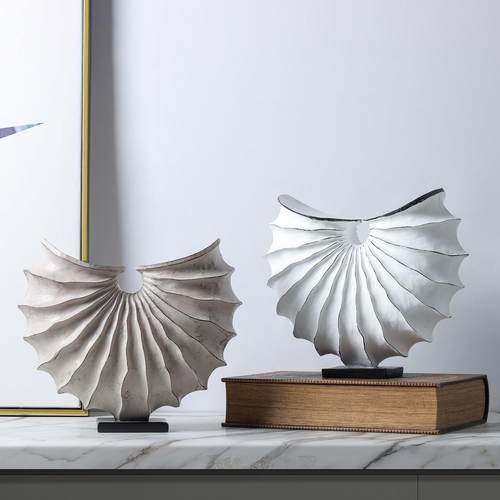 侘寂做旧覆古彷木海螺圆环树脂摆饰家居电视柜酒柜书柜玄关装饰品