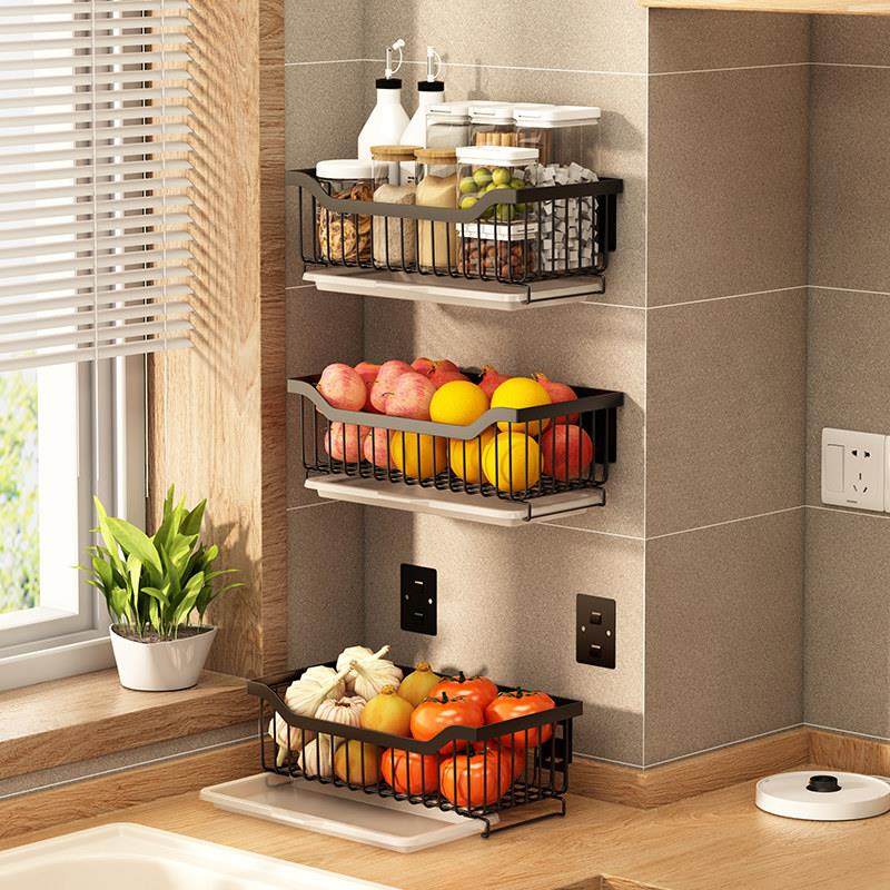 厨房菜篮子置物架免打孔壁挂蔬菜收纳架果蔬篮架子水果沥水收纳筐,厨房/烹饪用具,厨房置物架/置物柜/角架,淘宝优惠券,粉丝福利购,淘宝优惠卷