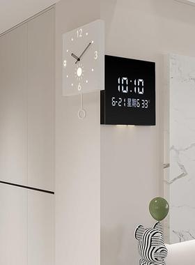 2025新款转角饭厅装饰钟表双面时钟挂表静音现代简约客厅挂钟家用