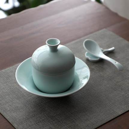 陶瓷炖盅一人份煲汤瓦罐佛跳墙碗具燕窝蒸蛋350ml纯色中式汤碗