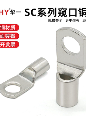 SC窥口铜鼻子A级加厚紫铜线耳sc16-8冷压接线端子纯铜10-6短线耳