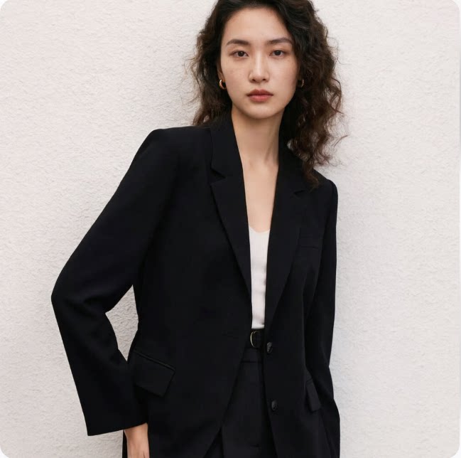 朗家秋新三醋酸收腰通勤女西装