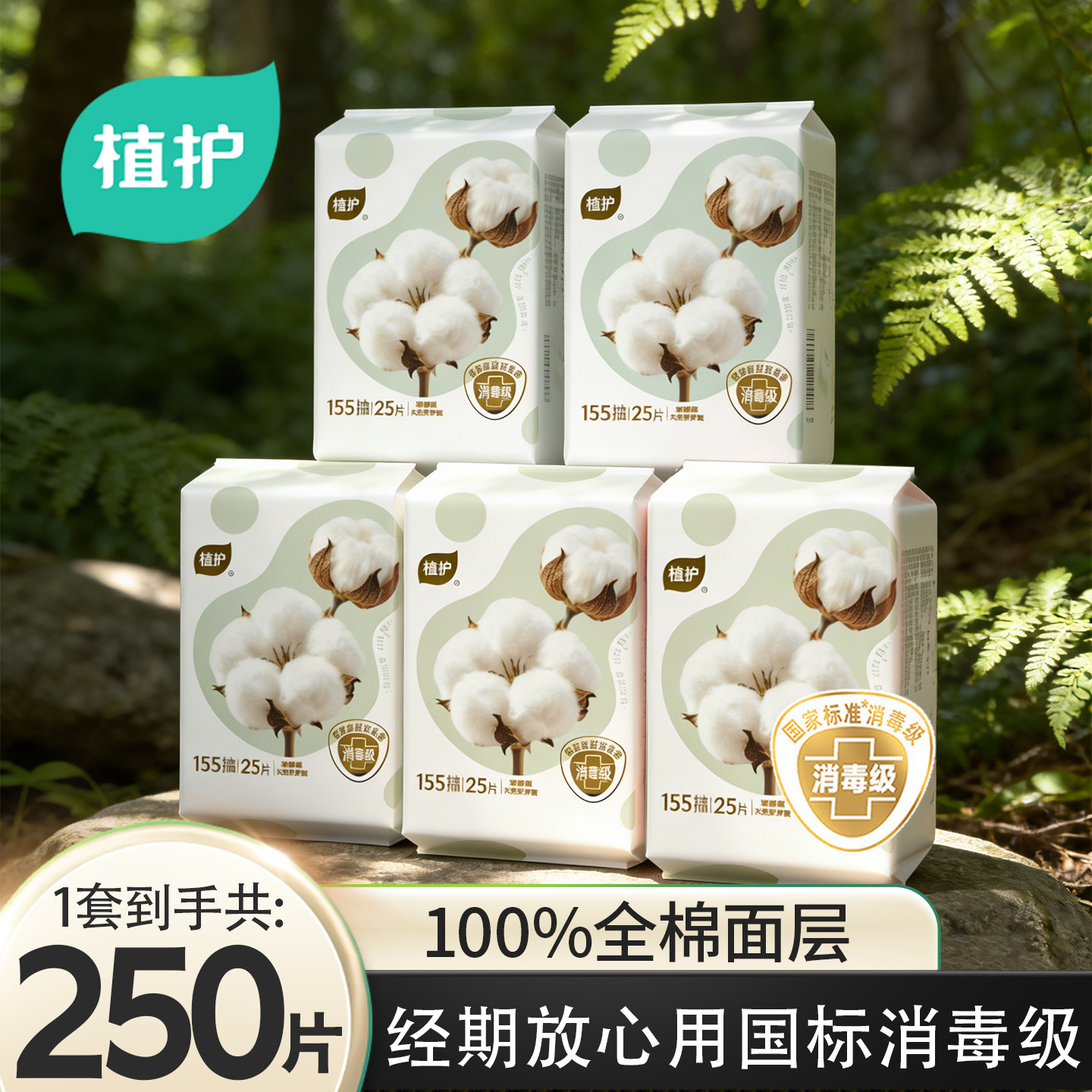 植护消毒级纯棉护垫卫生巾整箱批发官方旗舰店正品小号透气姨妈巾