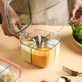 四合一调料盒四格分格装 家用带盖密封带勺盐味精调味瓶罐 组合套装