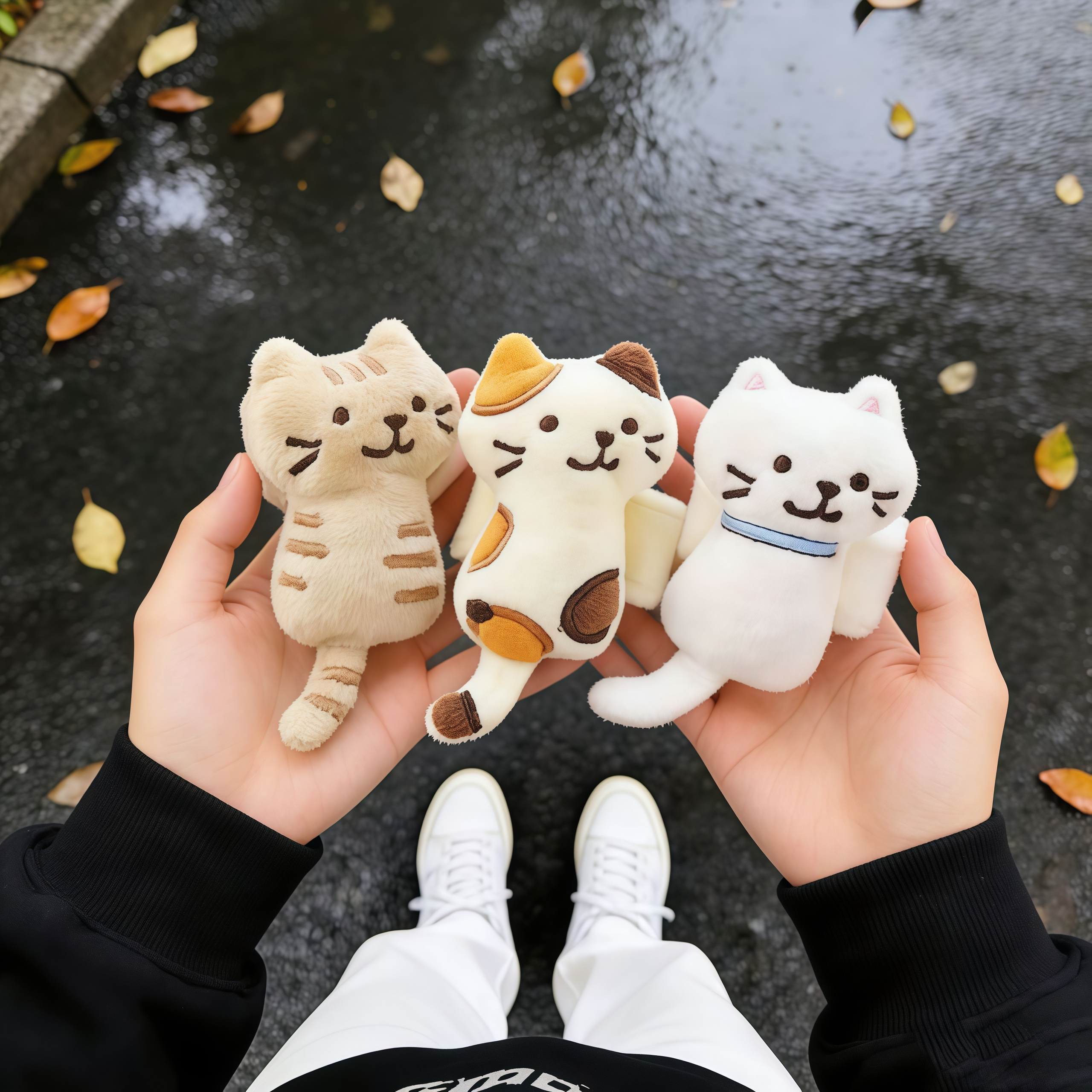 日本可爱猫咪书包小挂件可爱卡通毛绒玩偶公仔包包挂饰带魔术贴PD