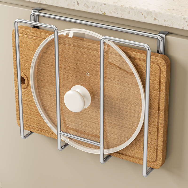不锈钢锅盖架橱柜下悬挂砧板菜板置物架厨房吊柜下杯子收纳架