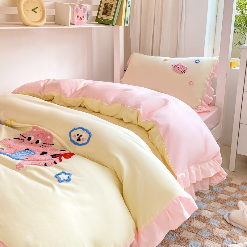 学生宿舍床上三件套寝室单人床女孩高中生床品90x190床公主风床笠