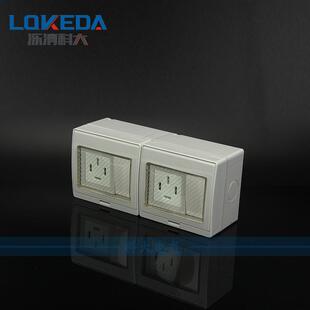 两位四孔带两位开关户外防水接线墙壁明装插座带底盒v防水插座