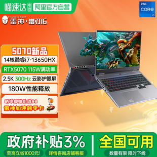 196 4070大学生设计编程Ai电竞游戏本笔记本电脑 雷神猎刃R16 14核酷睿i7HX满血独显RTX5070