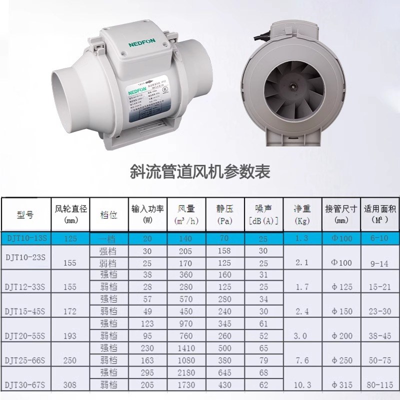 绿岛风管道抽风机排气扇强力低音斜流换气扇排风扇家用厨房卫生间