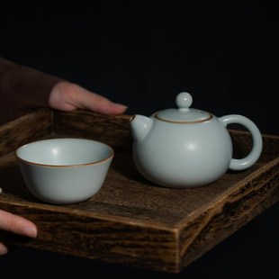 景德镇陶瓷一壶一杯复古汝瓷家用茶具西子观月 汝窑西施壶茶壶套装