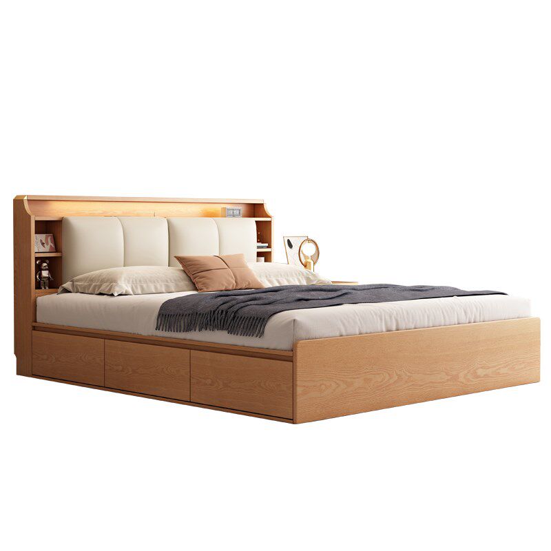 橡木全实木床1米8储物床2024年新款现代简约主卧双人大床榻榻米床