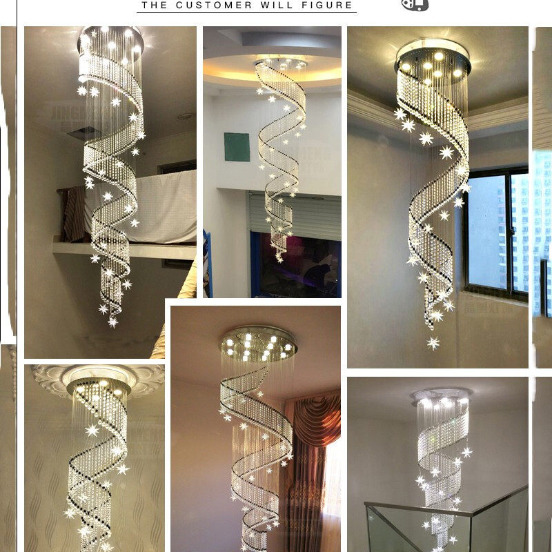 现代简约LED复式楼梯吊灯别墅旋转楼梯间loft公寓水晶吊灯长吊灯,家装灯饰光源,LOFT/复式住宅/楼梯吊灯,淘宝优惠券,粉丝福利购,淘宝优惠卷