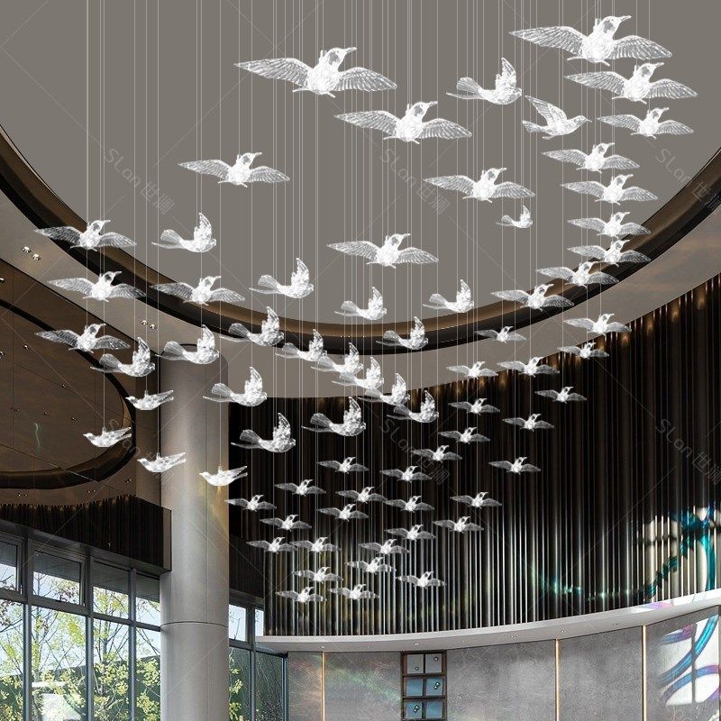 世澜楼梯吊灯轻奢创意小鸟灯酒店大厅旋转别墅售楼大堂复式楼灯具,家装灯饰光源,LOFT/复式住宅/楼梯吊灯,淘宝优惠券,粉丝福利购,淘宝优惠卷