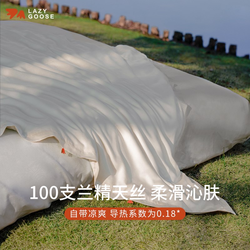 懒鹅宝宝桑蚕丝夏被儿童100支天丝夏凉被可水洗婴儿空调被子被芯