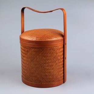 食盒竹篮 竹篮子礼盒食物篮月饼装三层提篮 两层提盒送饭篮邮