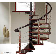 钢木旋转楼梯，阁楼中柱旋转钢木楼梯/公寓成品楼梯/钢结构楼梯