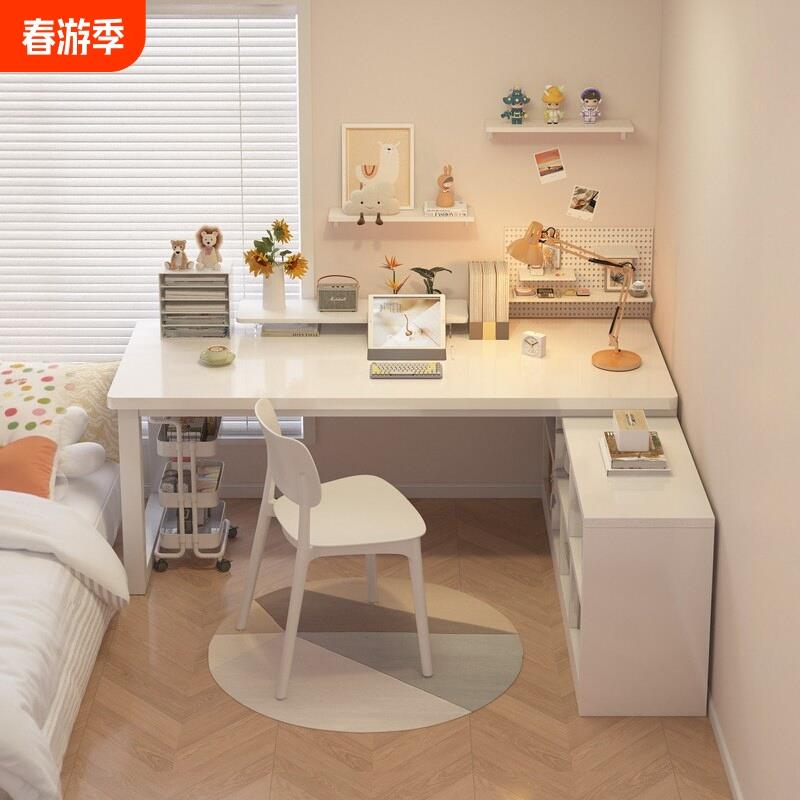 转角书桌书架一体桌电脑桌l型书桌学生家用写字桌办公桌卧室桌子
