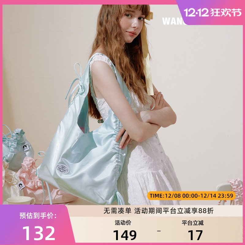 王小笨蝴蝶结抽绳单肩包