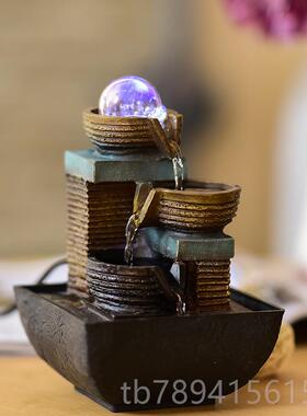 高档桌面小假山水轮办室公小风喷泉循环流水器水景摆件家用内室装