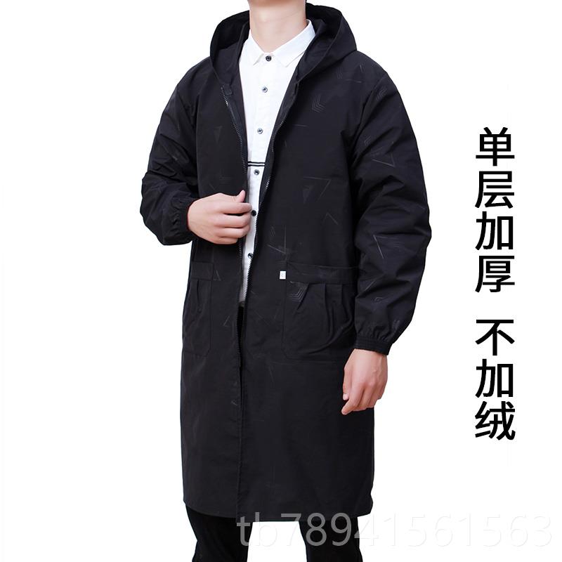 高档男款加绒罩长衣工作士服大褂劳保成人有袖围裙油防水单层外套