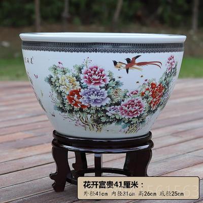 高档景德陶瓷鱼缸特大荷号水缸缸养锦鲤缸家用客厅落地风水花招财